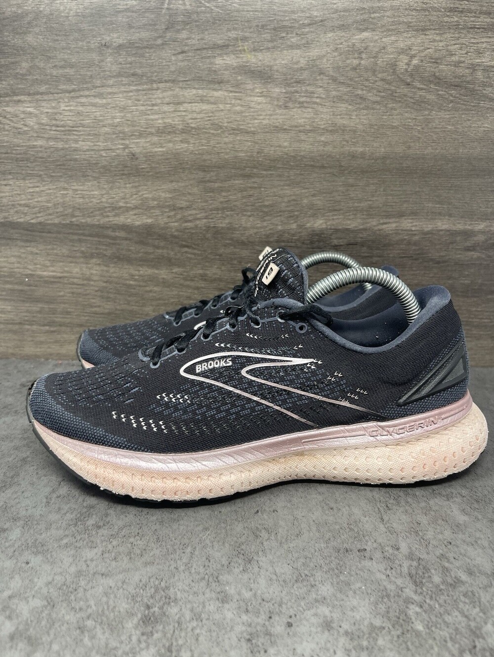 Brooks Glycerin 19 Womens Size 10 Black Rose Gold Running Shoes 120343 1B 074